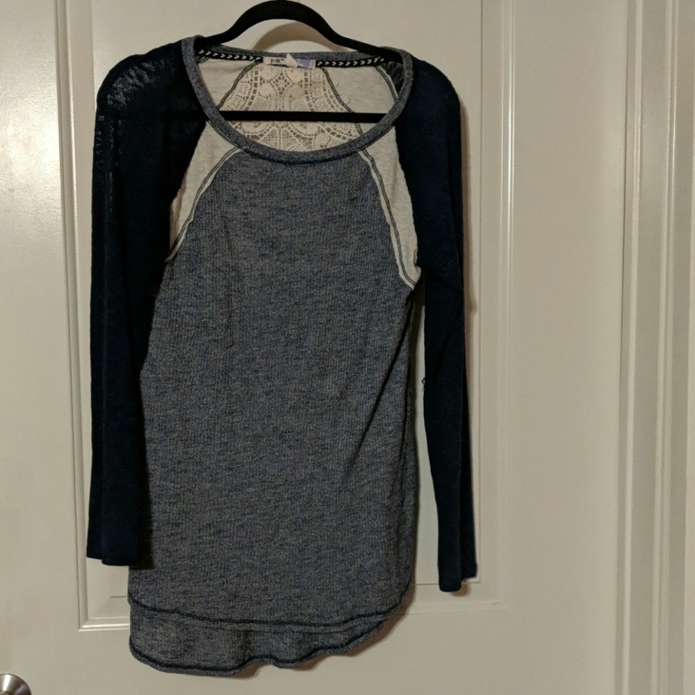 Long sleeve mixed media shirt